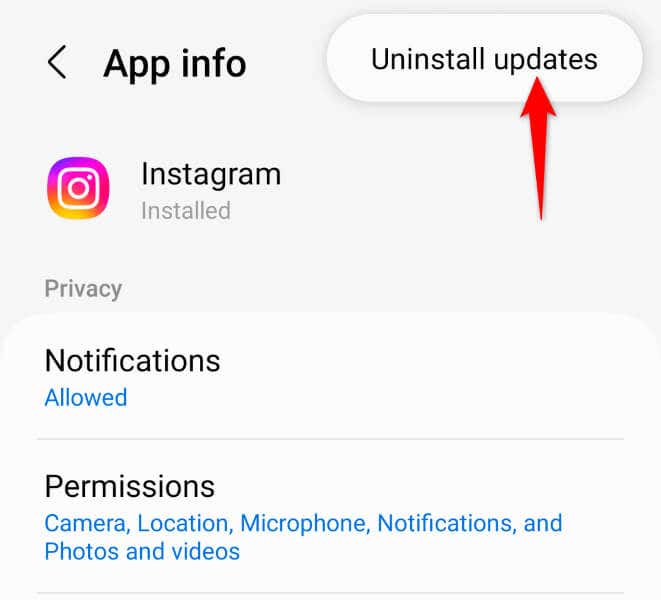 Uninstall Instagram’s App Updates on Android image - how-to-fix-instagram-notes-not-showing-7-compressed